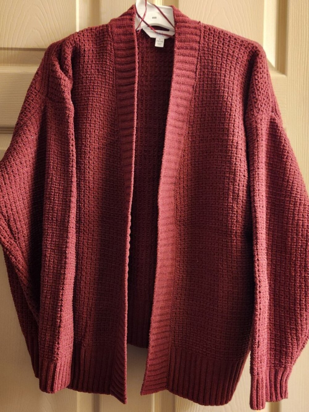 Time & Tru Burgandy Cardigan, size large, new with tags